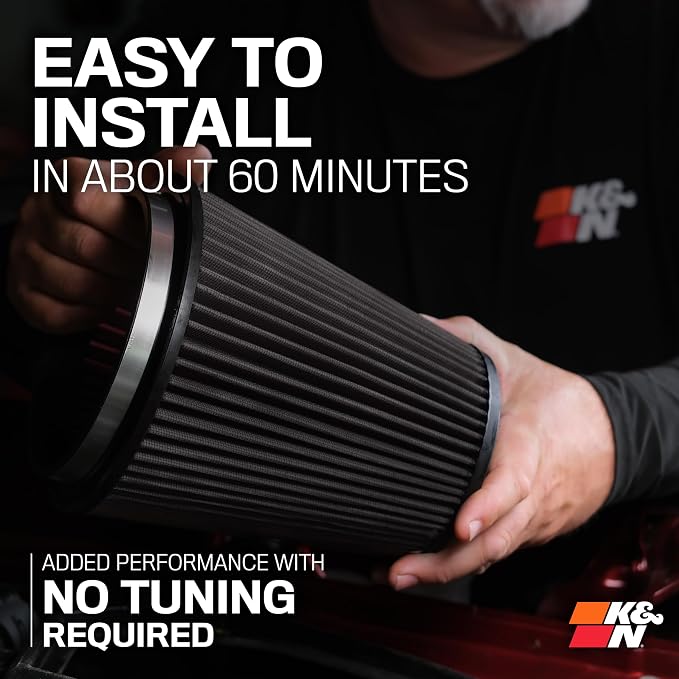 K&N Cold Air Intake System: Dry-Flow Air Filter, Increase Performance & Towing: - Image 9