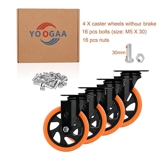 YOOGAA 5 Inch Caster Wheels Casters Set of 4 Heavy Duty Casters without Brake - Image 7