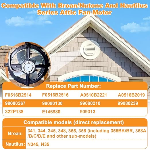 showingo 5" Diameter 97009317 Attic Fan Motor Compatible - Image 5