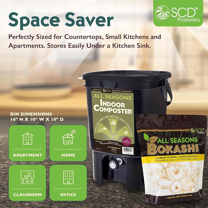 All Seasons Indoor Composter Starter Kit – 5 Gallon Black Compost Bin - Image 4