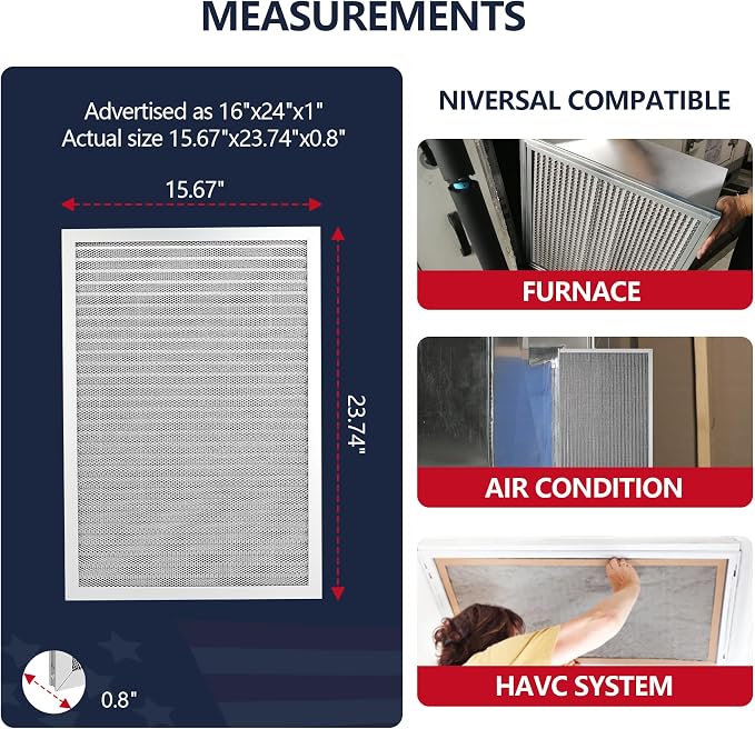 16x24x1 Lifetime Electrostatic Air Filter, MERV 8 Reusable Aluminum AC/HVAC - Image 4