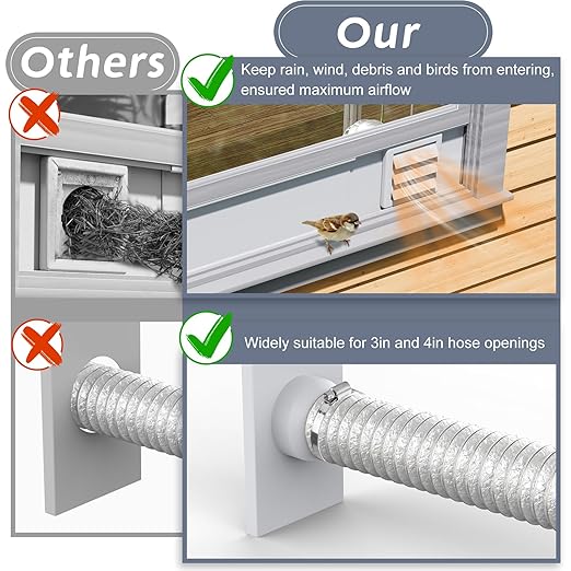 Flamorrow Window Vent Kit with Outdoor Vent Cover Fit - Image 5