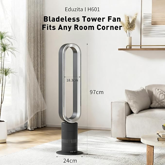 H601 Bladeless Tower Fan, 80° Oscillation, 35 dB Low Noise - Image 2