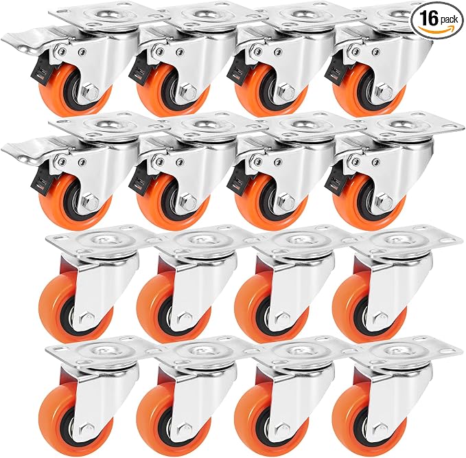 W B D WEIBIDA 2" Plate Caster Wheels Set of 16, Heavy Duty Casters by WBDWEIBIDA