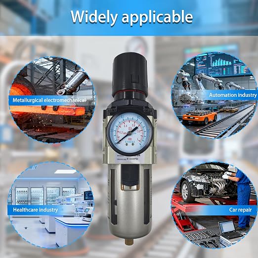 HengMinLingTong 1/2" NPT Compressed Air Filter Regulator Combo Piggyback - Image 7