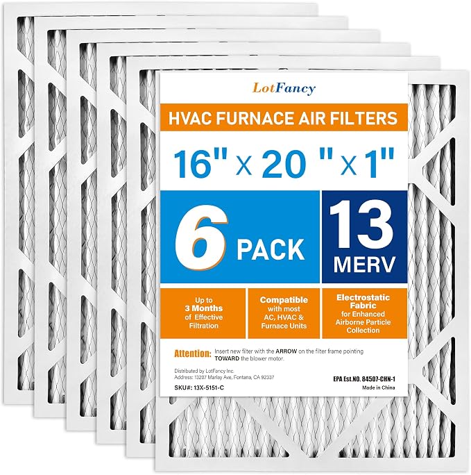 LotFancy 16x20x1 Air Filter MERV 13 6-Pack, Electrostatic Pleated HVAC Furnace - Image 9