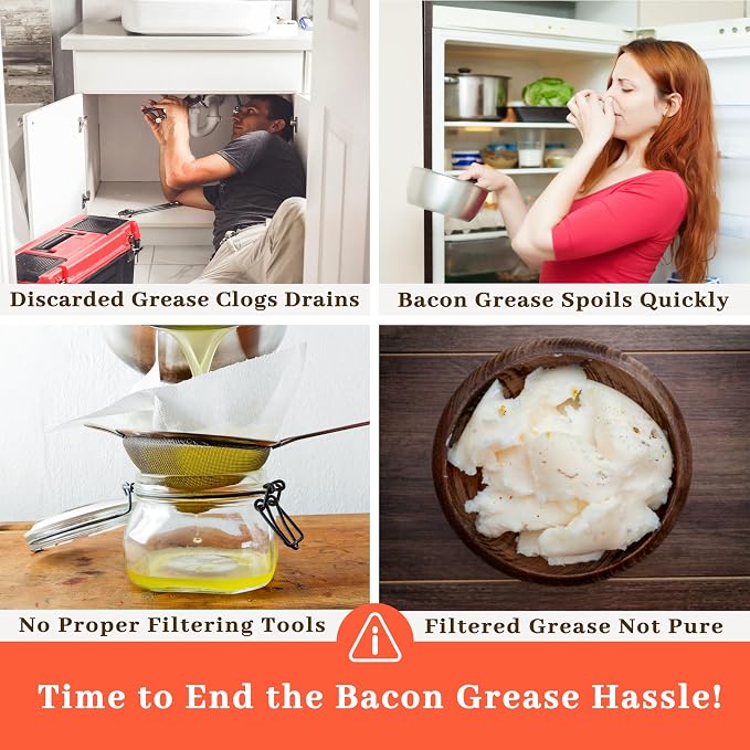Bacon Grease Container with Strainer - Image 2