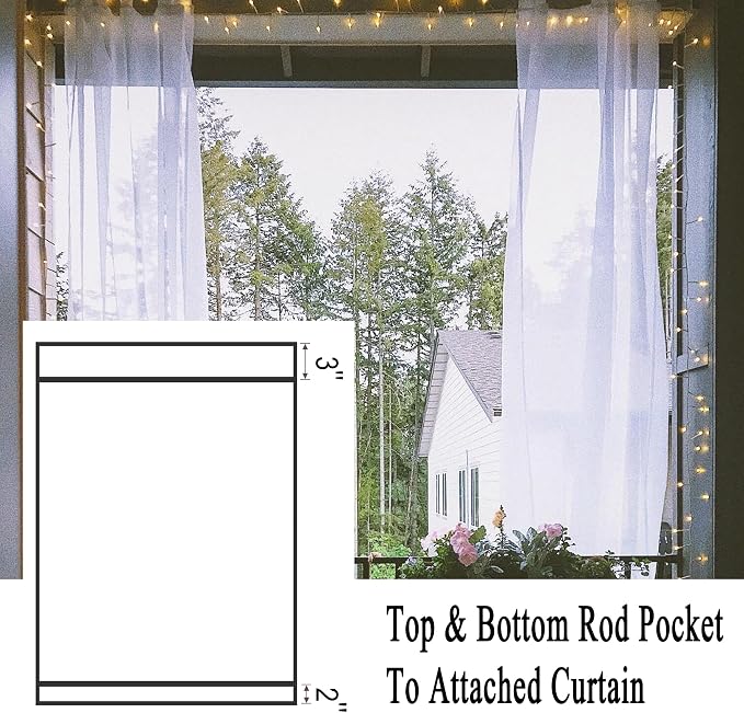 Patio Screen Mesh Outdoor Curtains Waterproof Sheer Lightweight Bug Netting - Image 6
