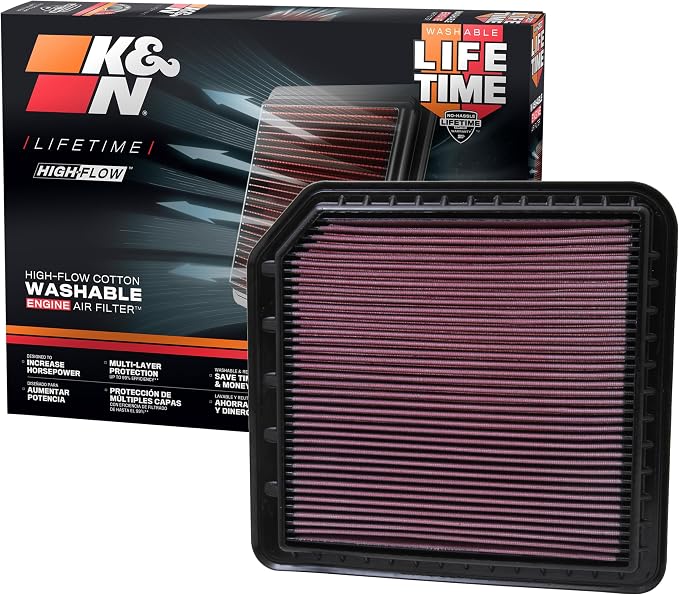 K&N High-Flow Original Lifetime Engine Air Filter: Increase Power: Premium by KNEngineeringInc
