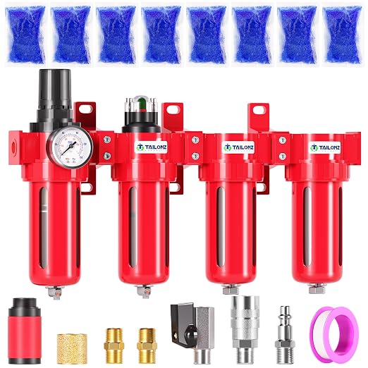 TAILONZ PNEUMATIC 0-150PSI 1/4 Inch NPT Red Industrial Grade 4 Stage Air Drying by TAILONZPNEUMATIC