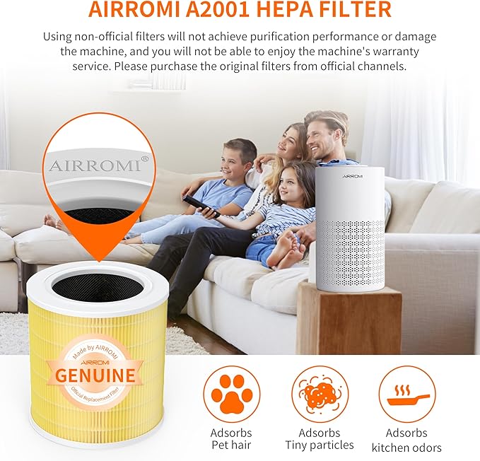 AIRROMI A2001 HEPA Air Purifier Replacement: Original 3-in-1 Filter, Removes - Image 3