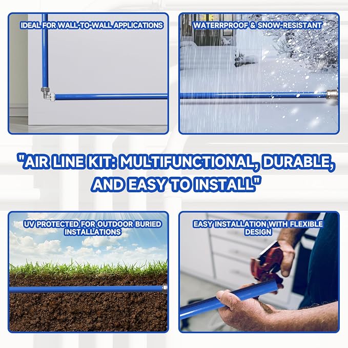 Compressed Air Line Kit, 3/4" x 50' 120’&200'&300' HDPE-Aluminum-HDPE Piping - Image 7