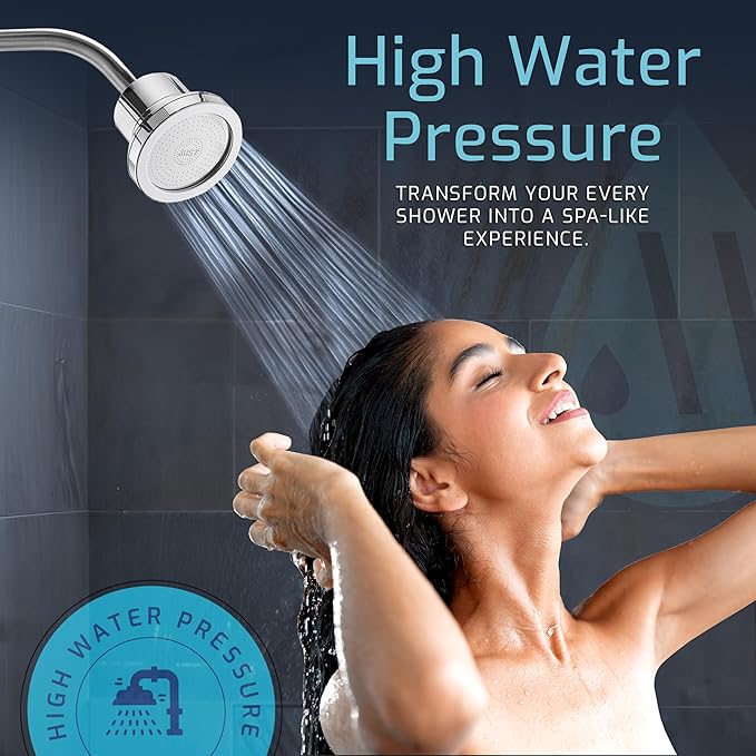 Mist Shower Filter Head for Hard Water Improves Skin, Hair, and Nails - Compact, High Output Filtered Shower Head with Filter Softens Water and Removes Chlorine and Heavy Metals, Chrome