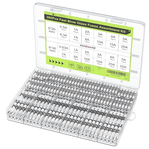 Joinfworld 360Pcs Fast Blow Glass Fuse Assortment Kit 24 Values Automotive by Joinfworld