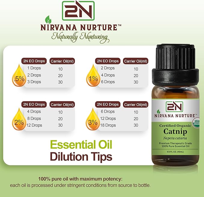 Catnip Essential Oil USDA Certified Organic, 100% Pure Natural Premium Grade, Undiluted