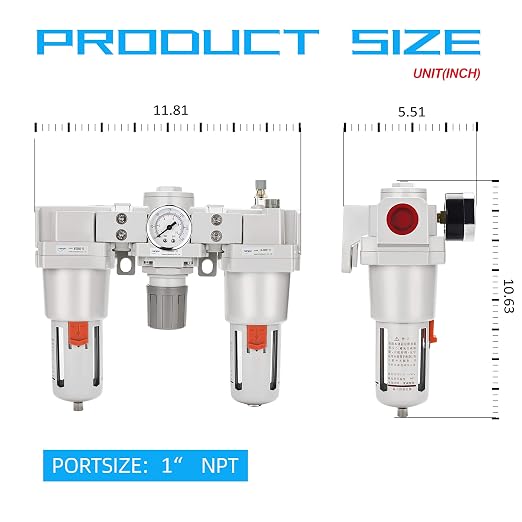 NANPU 1" NPT Air Filter, Regulator & Lubricator Combo - Image 3