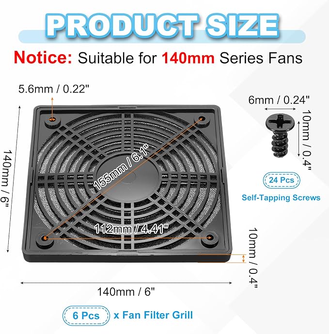 PATIKIL 135mm Fan Filter Grill - Image 2