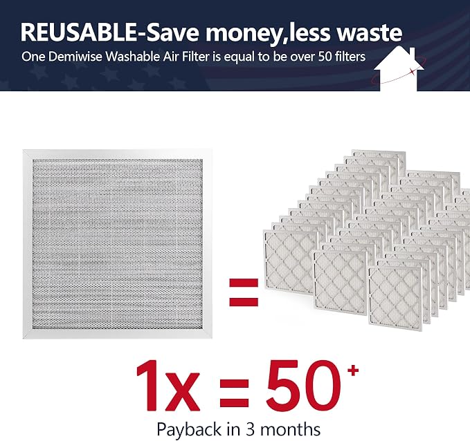 12x12x1 Electrostatic Air Filter, Reusable MERV 8 Aluminum AC/HVAC Furnace - Image 2
