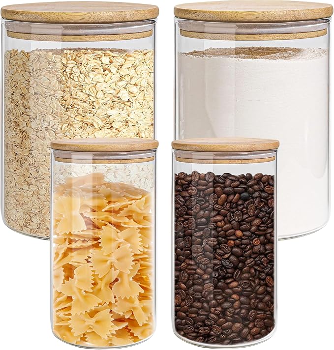 Glass Storage Jars Set Elegant Containers by EQEYBRAND
