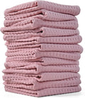 Cleanbear 100% Cotton Washcloths for Showering, 12 Pack, Pale-Pink Wash Cloths, Lightweight and Quick Drying Towels for Bathroom (13 x 13 Inches)