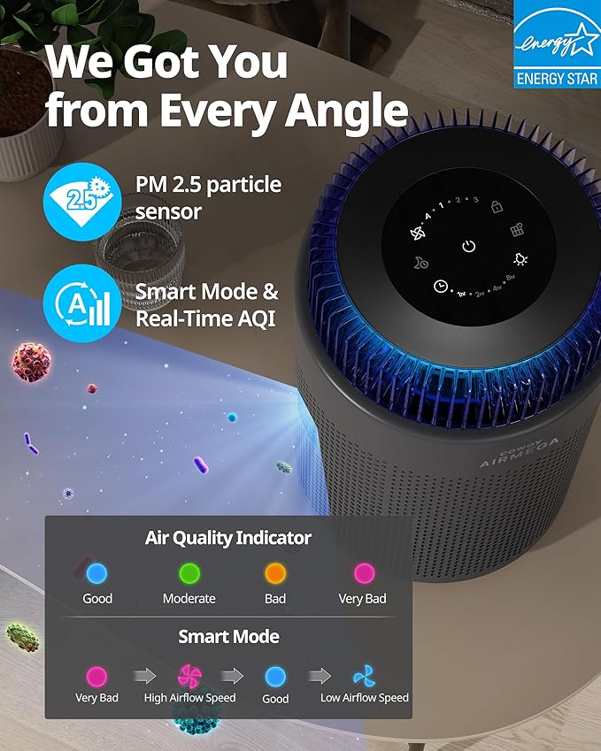 COWAY Air Purifiers for Home up to 810 ft², HEPA and Carbon Filter for Smoke - Image 5