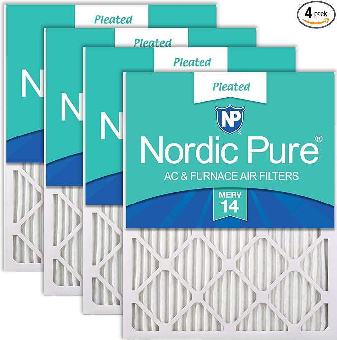 Nordic Pure 16x30x1 Pleated MERV 14 Air Filters 4 Pack by NordicPure