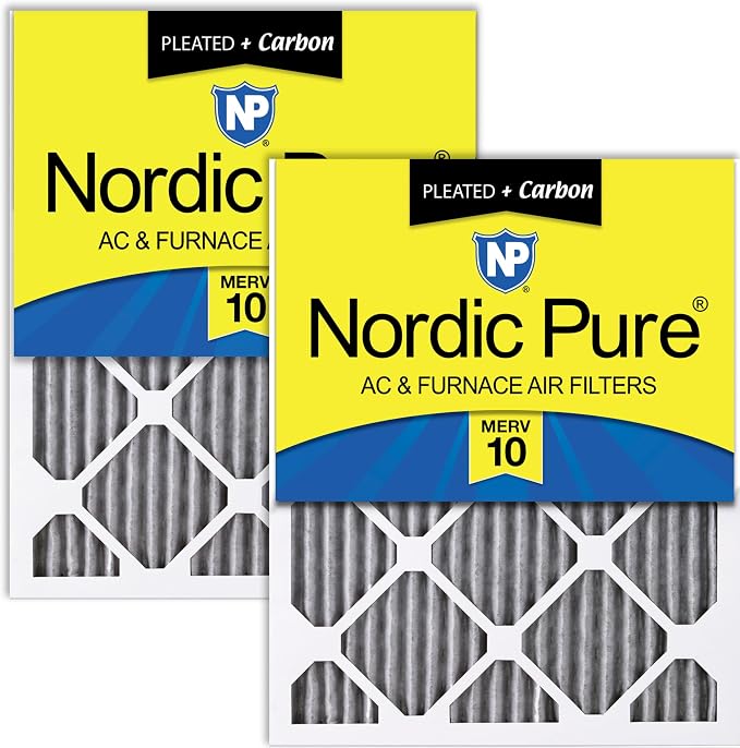 Nordic Pure 14x30x1 Furnace Air Filters MERV 10 Pleated Plus Carbon 2 Pack by NordicPure