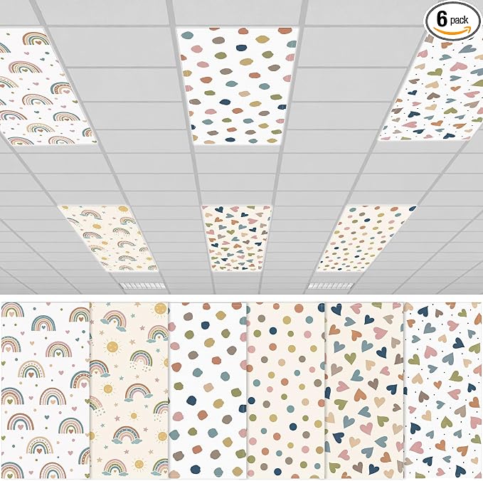6Pcs Classroom Light Covers for Fluorescent Lights, Magnetic 2x4 FT Ceiling by Hallswl