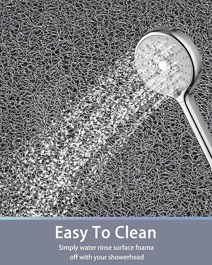 Non Slip Shower Mats for Inside Shower, 16x24 Inch, Anti-Slip Bathtub Mats for Bathroom, Foot Scrubber Loofah Bath Mats for Shower, Quick Drying Shower Stall Mats for Wet Areas (Grey)
