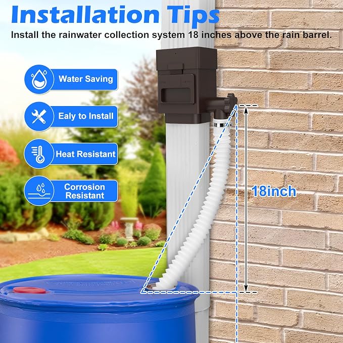 WADEO Rainwater Collection System, Downspout Diverter Fits - Image 8