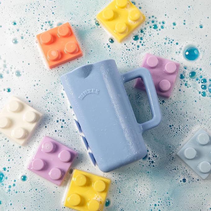Rinzee® Baby Bath Cup with Suctions - BPA Free, 100% Food Grade Silicone Rinse Cup, Clutter-Free Tub Area, Kids Learning Tool, Sticks to Tiles, Drains Water Upside Down- Patent Pending