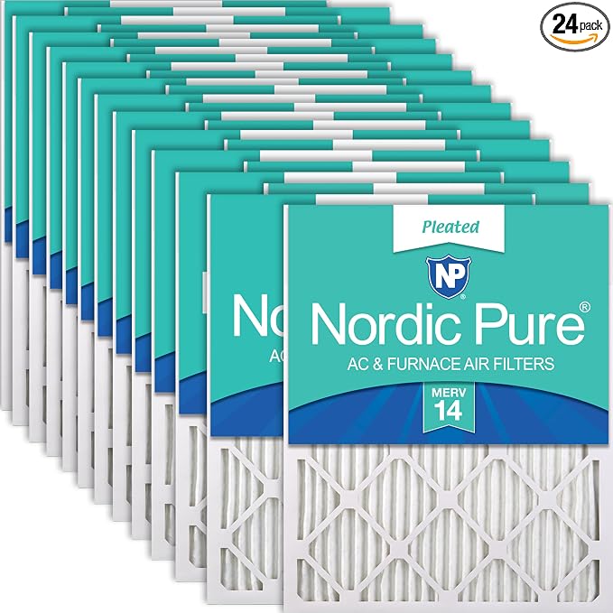 Nordic Pure 20x20x1 Pleated MERV 14 Air Filters 24 Pack by NordicPure