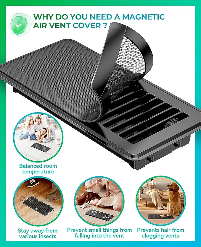 Magnetic Vent Screen Mesh Covers 3 Pack, Floor Vent Covers, Vent Covers - Image 5
