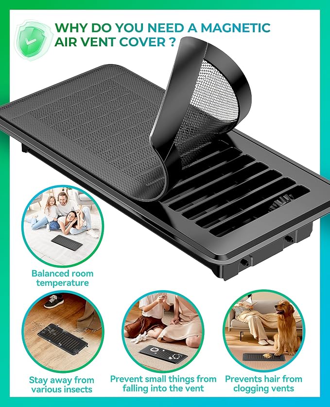 Magnetic Vent Screen Mesh Covers, Floor Vent Covers 3 Pack, - Image 5