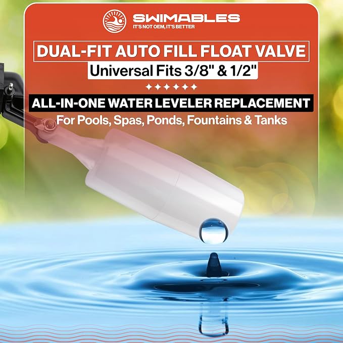 Swimables 3/8" and 1/2" Pool Auto Fill Float Valve Replacement | Includes - Image 2