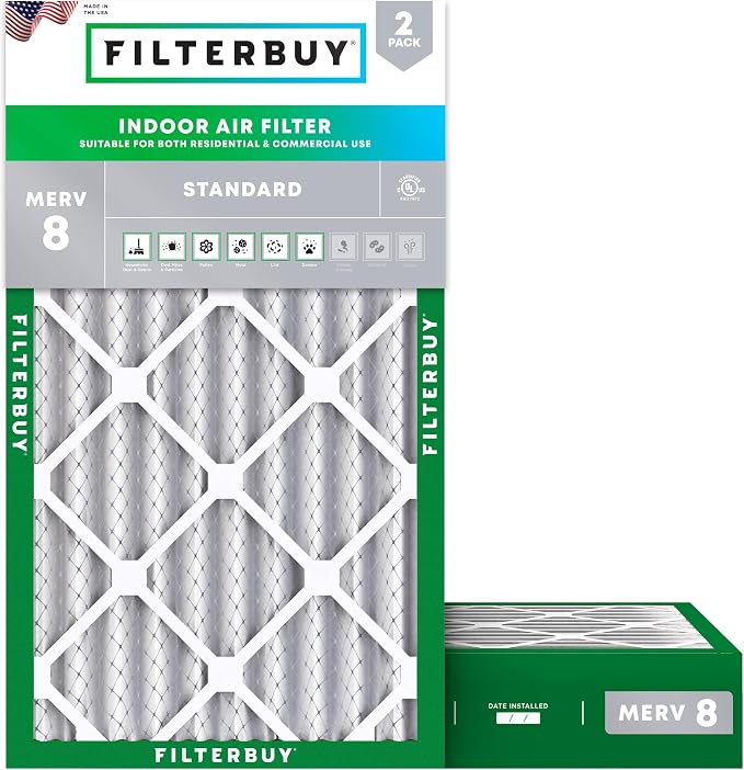 Filterbuy 12x24x4 Air Filter MERV 8 Essential Dust & Allergy Defense, by Filterbuy