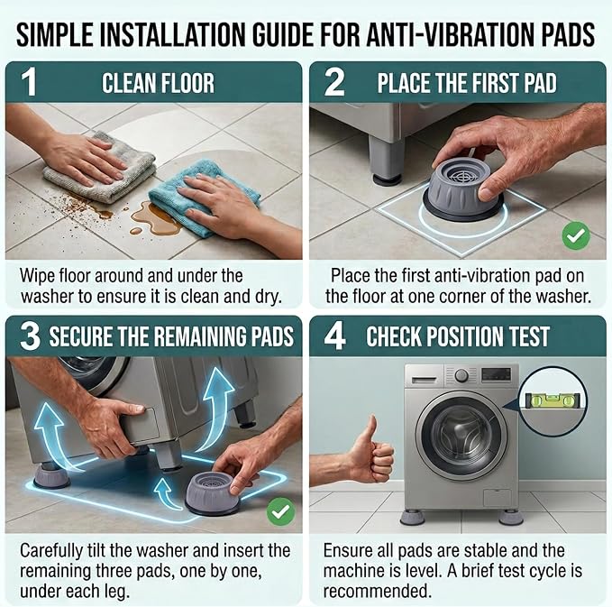 Anti Vibration Pads for Washing Machine, Washer Stabilizer and Dryer Bumper Pads - Image 6