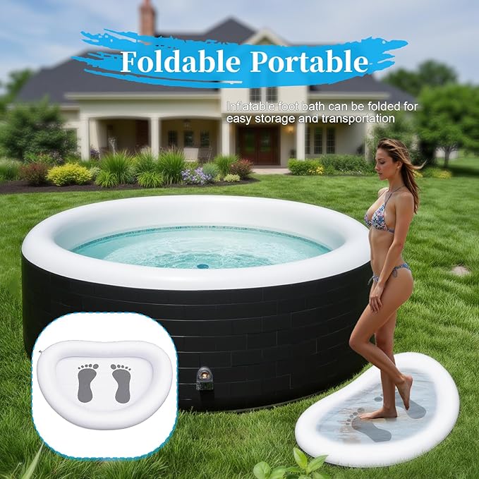 Portable Inflatable Foot Bath for Beach & Pool - Quick Sand Removal Wash Basin with Manual Pump, Keep Tent, Car, Pool Clean,Designed for Outdoor & Travel Use