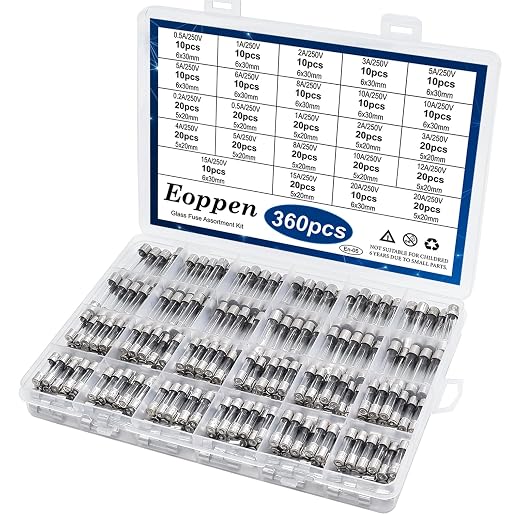 360pcs Fast Blow Glass Fuse Assortment Kit 22 Values Fuses Kit 0.5A 1A 2A 3A 5A by Eoppen