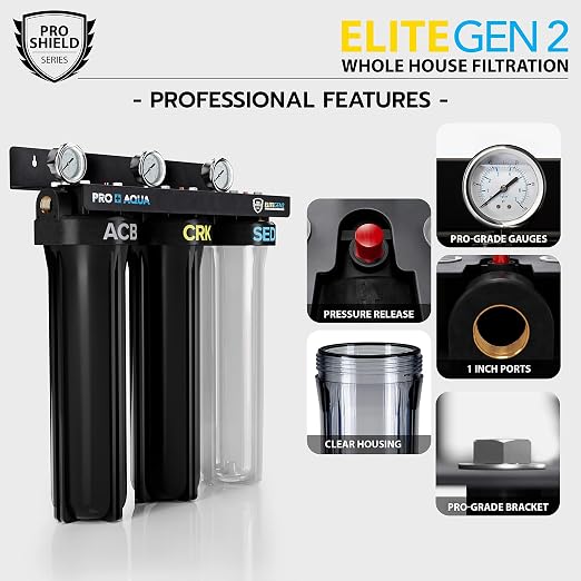 PRO+AQUA Elite Series GEN2 PRO-100-E 3-Stage Whole House Water Filtration System - Image 2