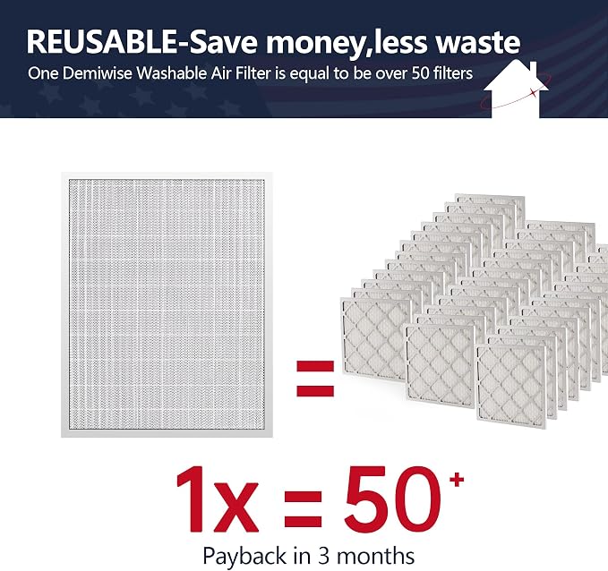 20x25x5 Washable Electrostatic Air Filter, MERV 8 Aluminum AC/HVAC Furnace - Image 2