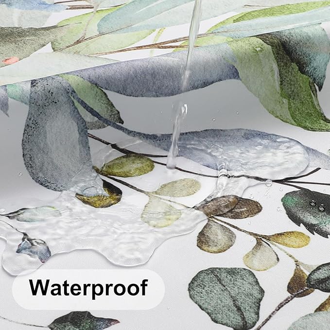 Colorful Star Sage Green Eucalyptus Waterproof Shower Curtain Set with Hooks, Minimalist Watercolor Floral Print Bathroom Décor, Plant Leaves Washable Fabric Shower Curtain, 36 x 72 Inch