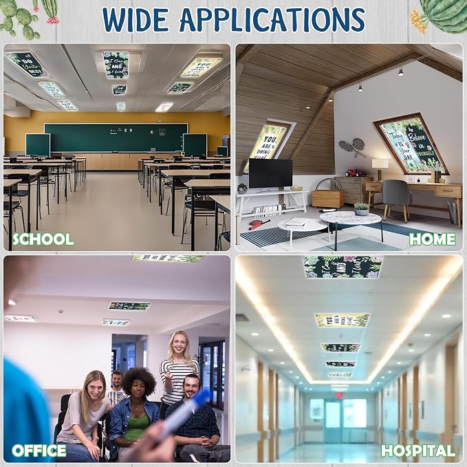 8Pcs Classroom Light Covers for Fluorescent Lights, Magnetic 2x4 FT Ceiling - Image 8