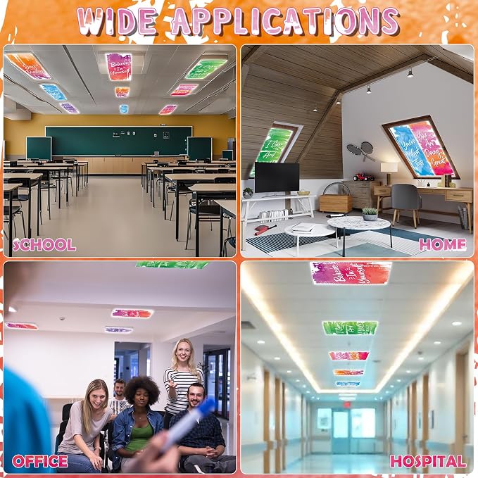 6Pcs Classroom Light Covers for Fluorescent Lights, Magnetic 2x4 FT Ceiling - Image 8
