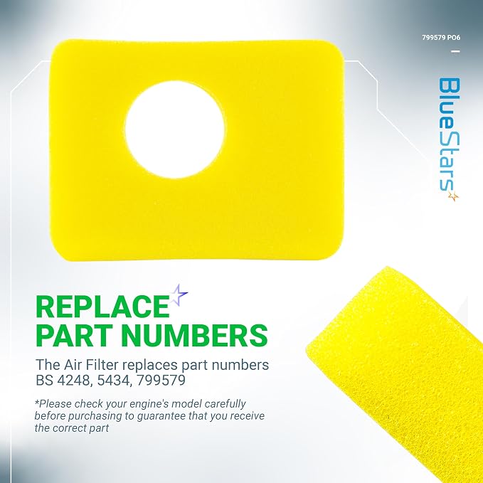 BlueStars 6 Pcs 799579 Air Cleaner Foam Filter - Image 4