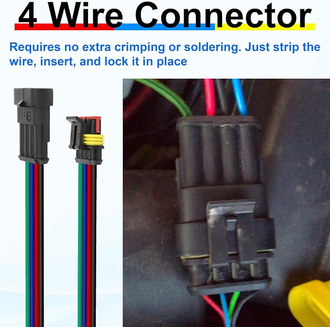 5Pcs 4 Pin Connector, 16AWG Car Waterproof Electrical Connector, Quick - Image 6