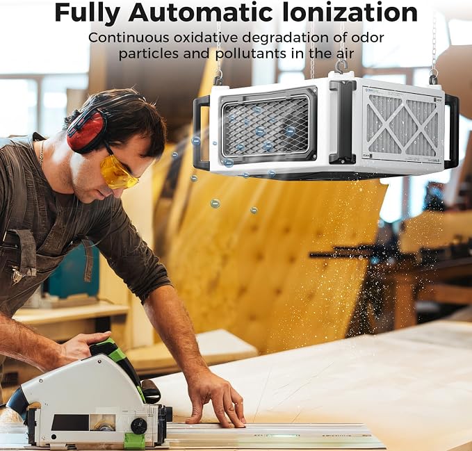 ALORAIR 2 Stage 270° Intake Air Filtration Systems Woodworking Built-In Ionizer - Image 2