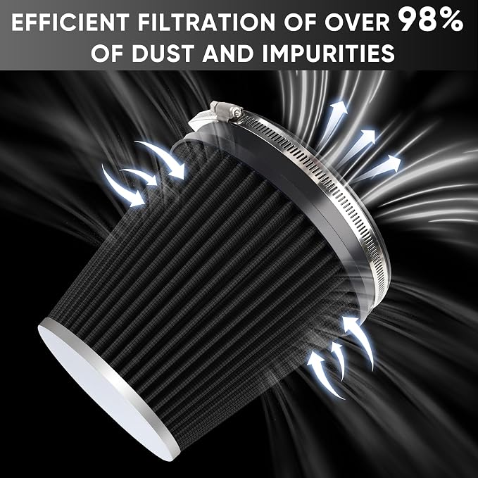 6" 152mm Cold Air Intake Filter Clamp-On Replacement High Flow Inlet Air Filter - Image 4