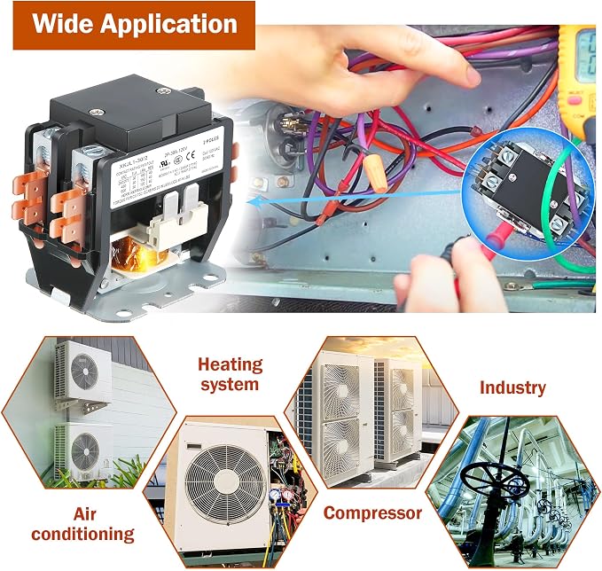 Dreyoo 1 Pack Carrier HVAC Motor Contactor, 120V 30 Amp Coil 2 Pole Replacement - Image 7