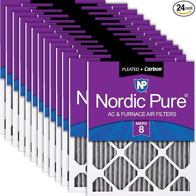 Nordic Pure 18x24x1 Furnace Air Filters MERV 8 Pleated Plus Carbon 24 Pack by NordicPure